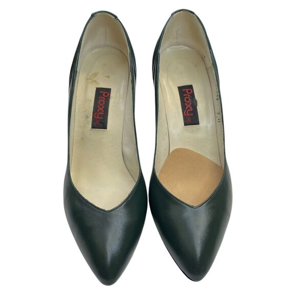 Vintage Proxy Green Leather Heels Size 7M - Picture 1 of 9